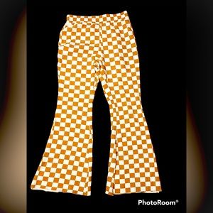 Orange and white checkered pants